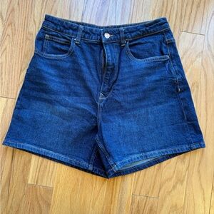 Zara Dark Blue High-Rise Denim Shorts